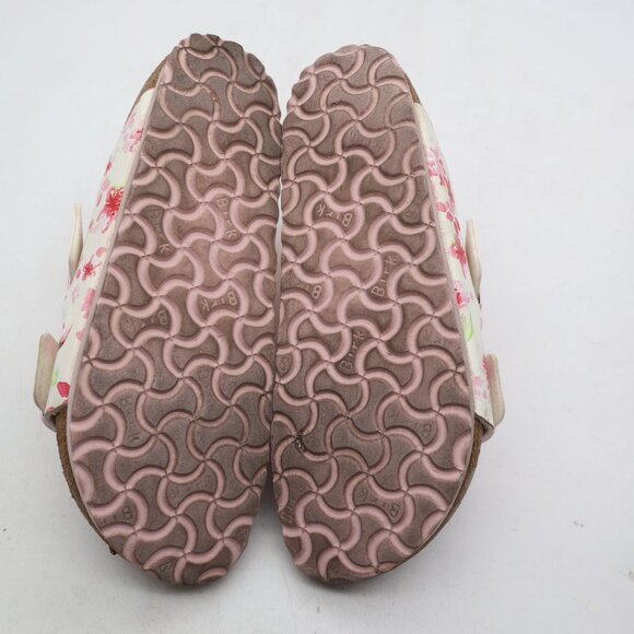 Birkenstock Arizona Women's Size 7 EU 38 Birko Flor White Floral Blossom Slides - Picture 7 of 10